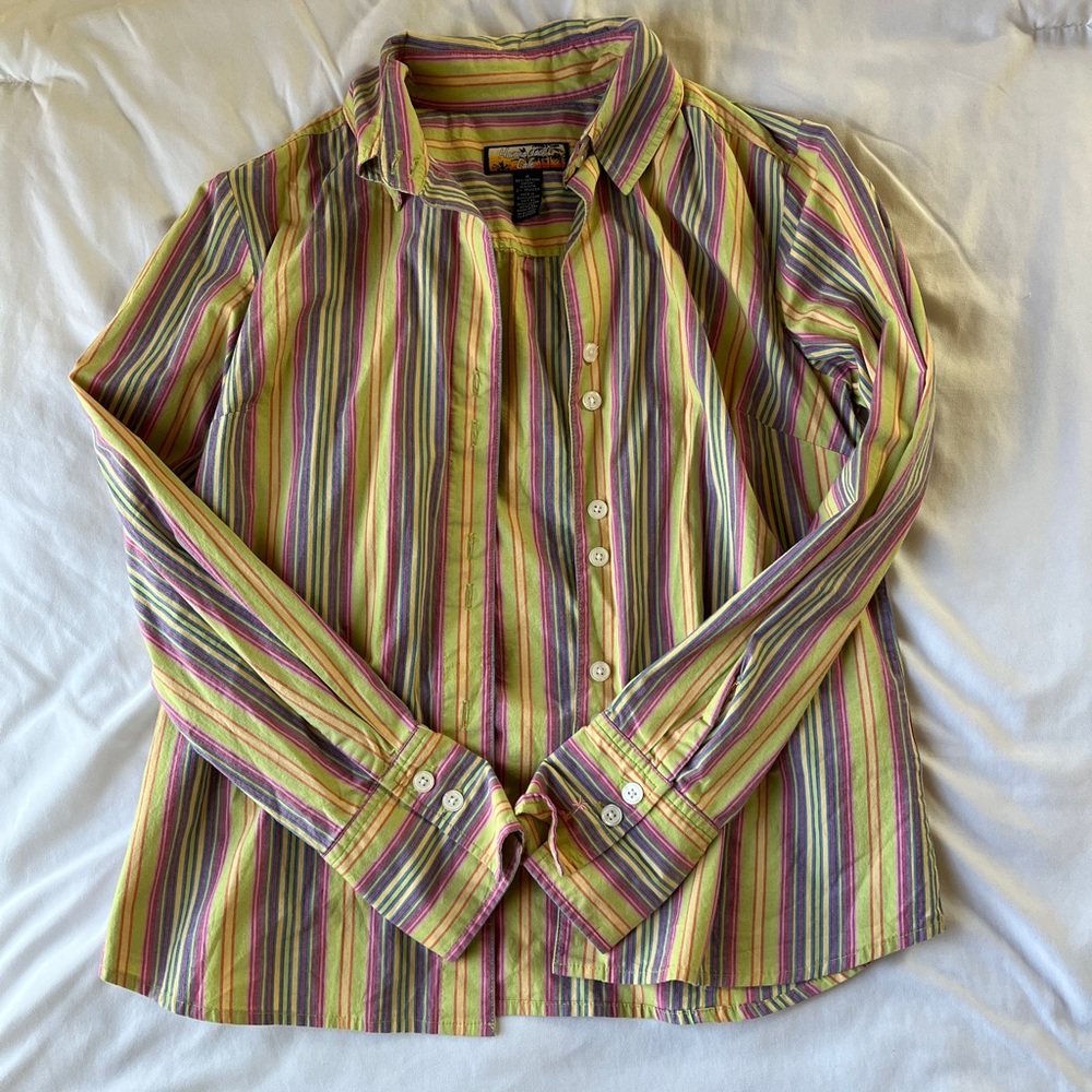 Vintage Colorful Striped Button-Up